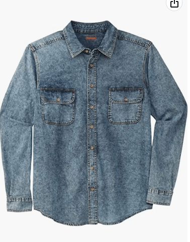 Boulder Creek by King size Men’s Big & Tall Long Sleeve Denim and Twill Shirt